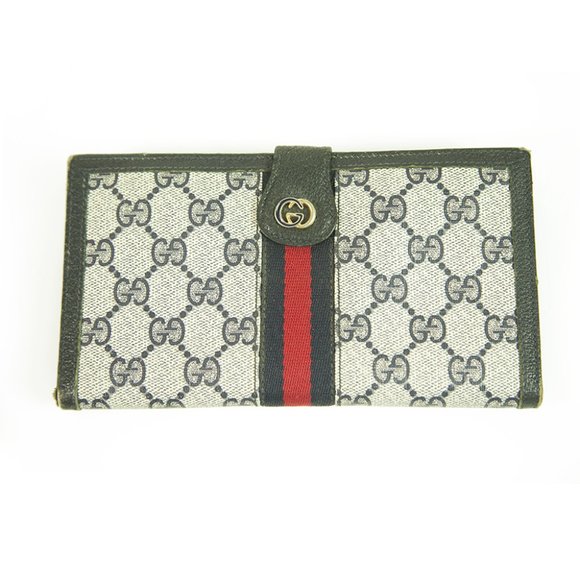 Gucci Handbags - Gucci Blue Web Logo Canvas & Leather Wallet